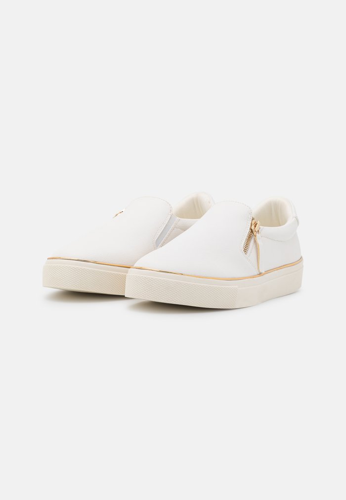 Slip ons Anna Field Plates Zip UP Blanche Femme | AZF-4756716